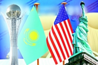 флаг США, флаг Казахстана, Байтерек, Статуя Свободы